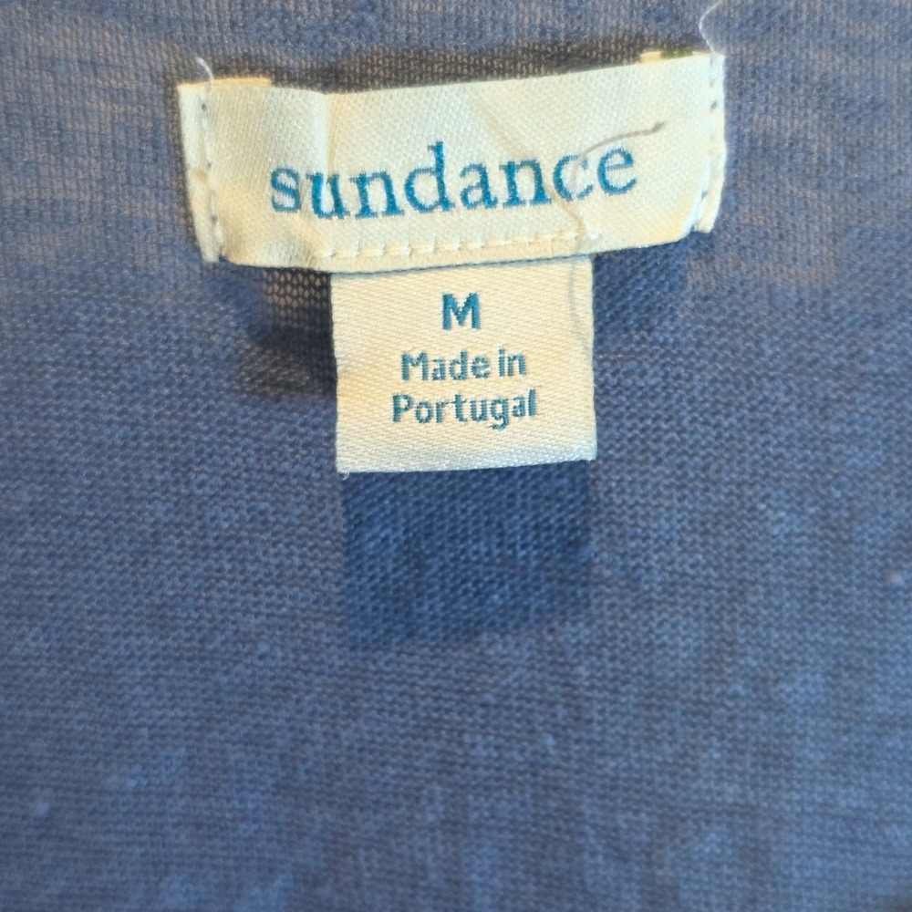 Sundance Forever and Always Linen Long Sleeve Pullover Top Sz Medium Blue - Picture 8 of 13